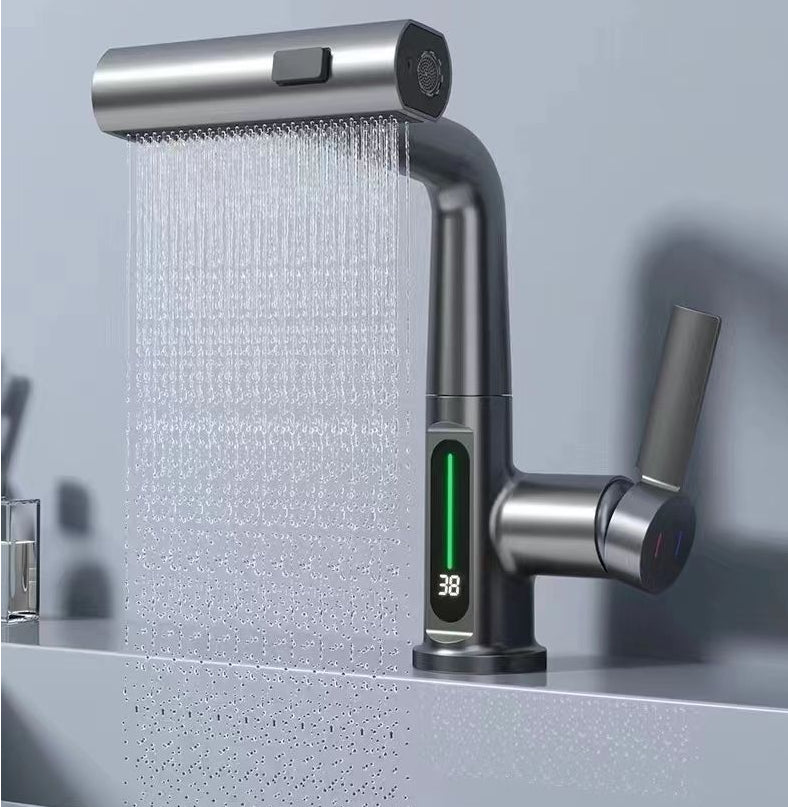Robinet de Cuisine à Affichage Digital – Douchette Extractible 3 Jets, Pivot 360°